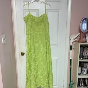 Elegant Lime Green Lace Maxi Dress